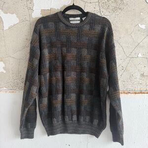 Vtg Grandpa Sweater Textured Knit Made in Italy Evoluzione 80s 90s Retro Mens L